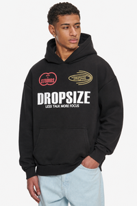 HEAVY OVERSIZE MORE FOCUS HOODIE WASHED BLACK