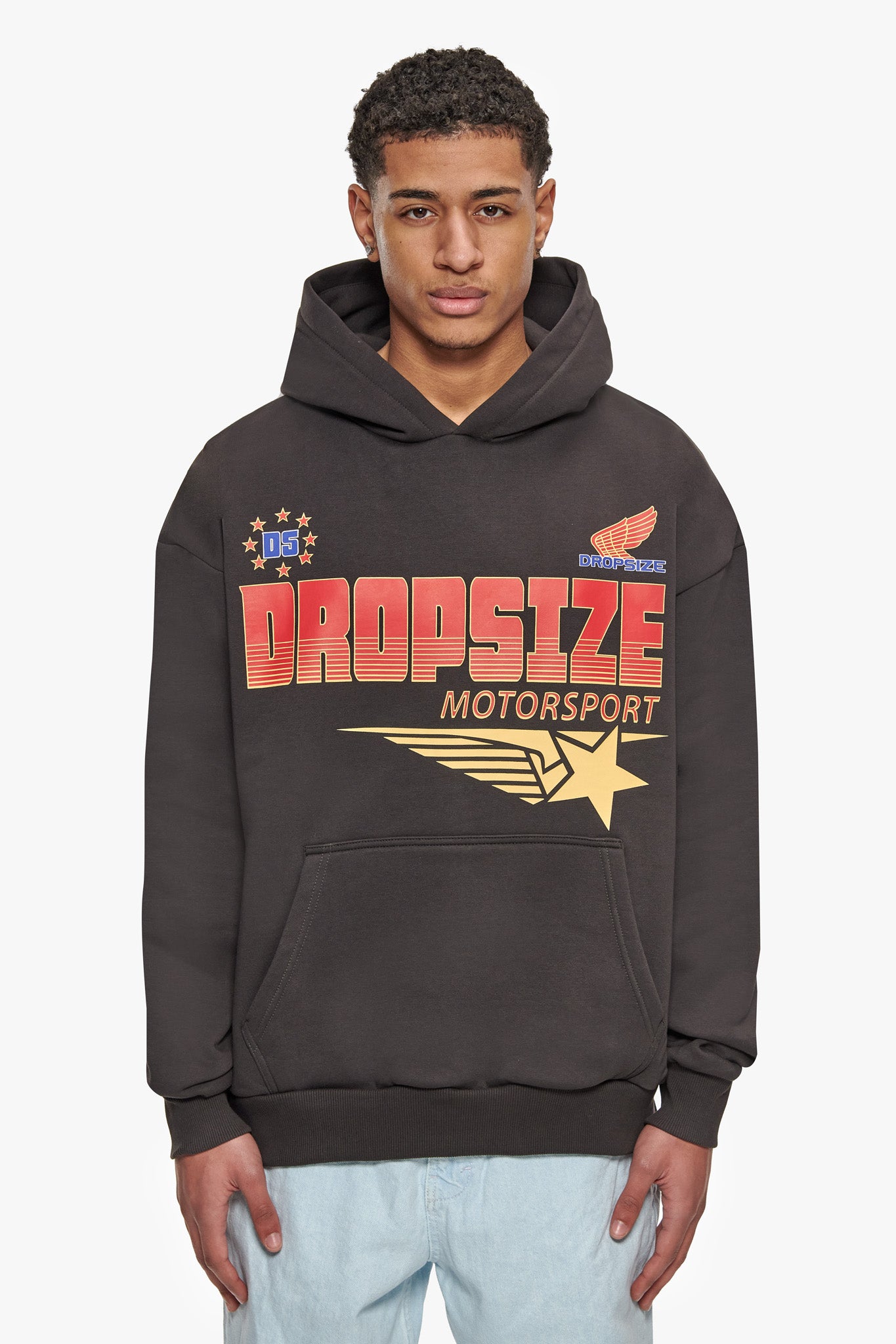 SUPER HEAVY OVERSIZE RACING DEPARTMENT HOODIE WASHED BLACK