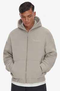 HEAVY OVERSIZE ZIP HOODIE PUMICE STONE