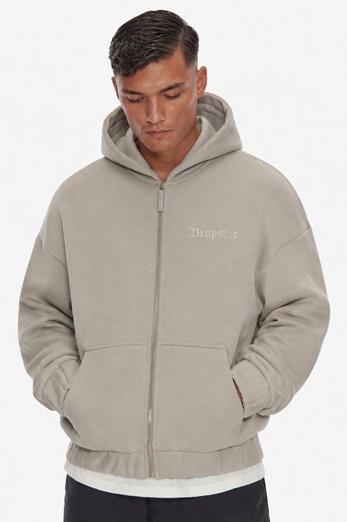 HEAVY OVERSIZE ZIP HOODIE PUMICE STONE