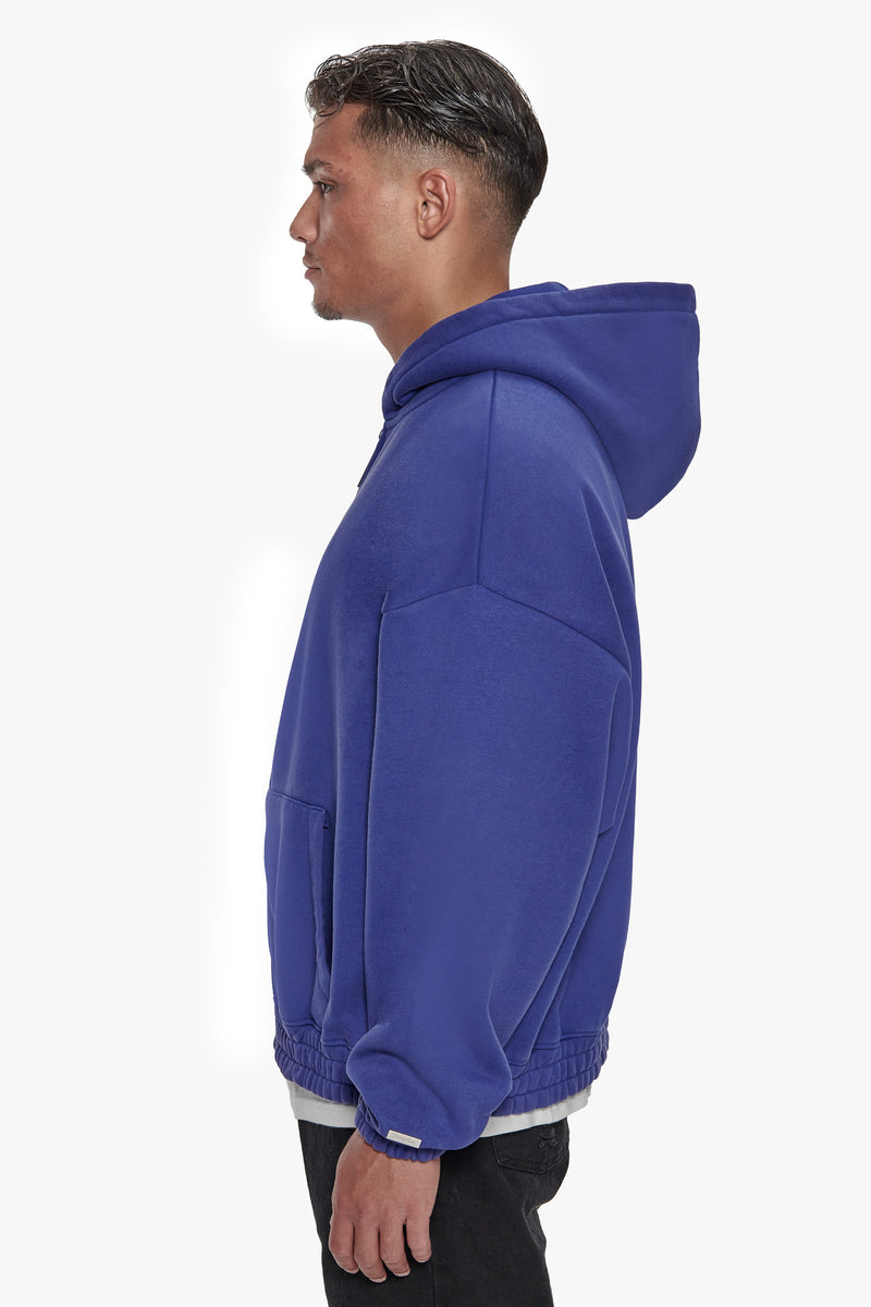 HEAVY OVERSIZE CORD ZIP HOODIE WASHED BLUE