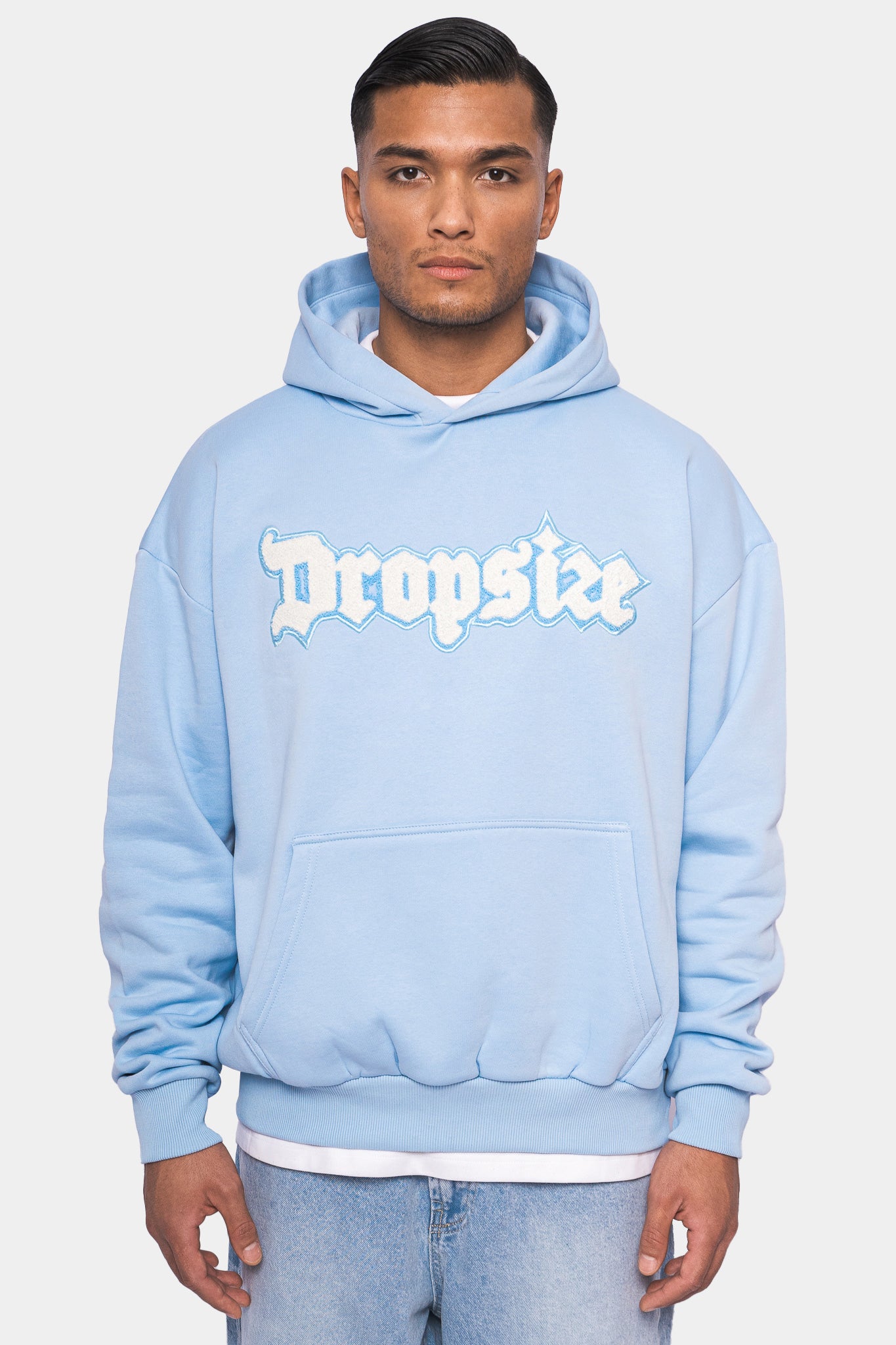 HEAVY OVERSIZE TERRY EMBO HOODIE BABY BLUE