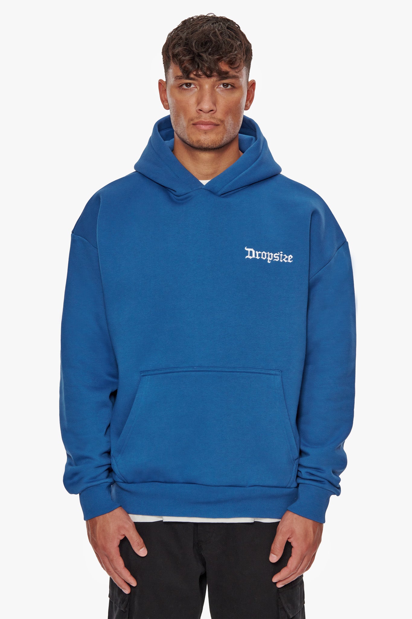 HEAVY OVERSIZE EMBO HOODIE BLUE