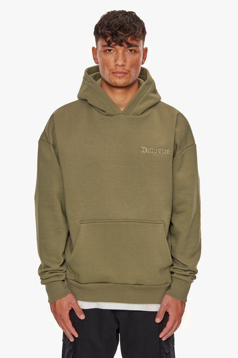 HEAVY OVERSIZE FEAR DEATH HOODIE OLIVE