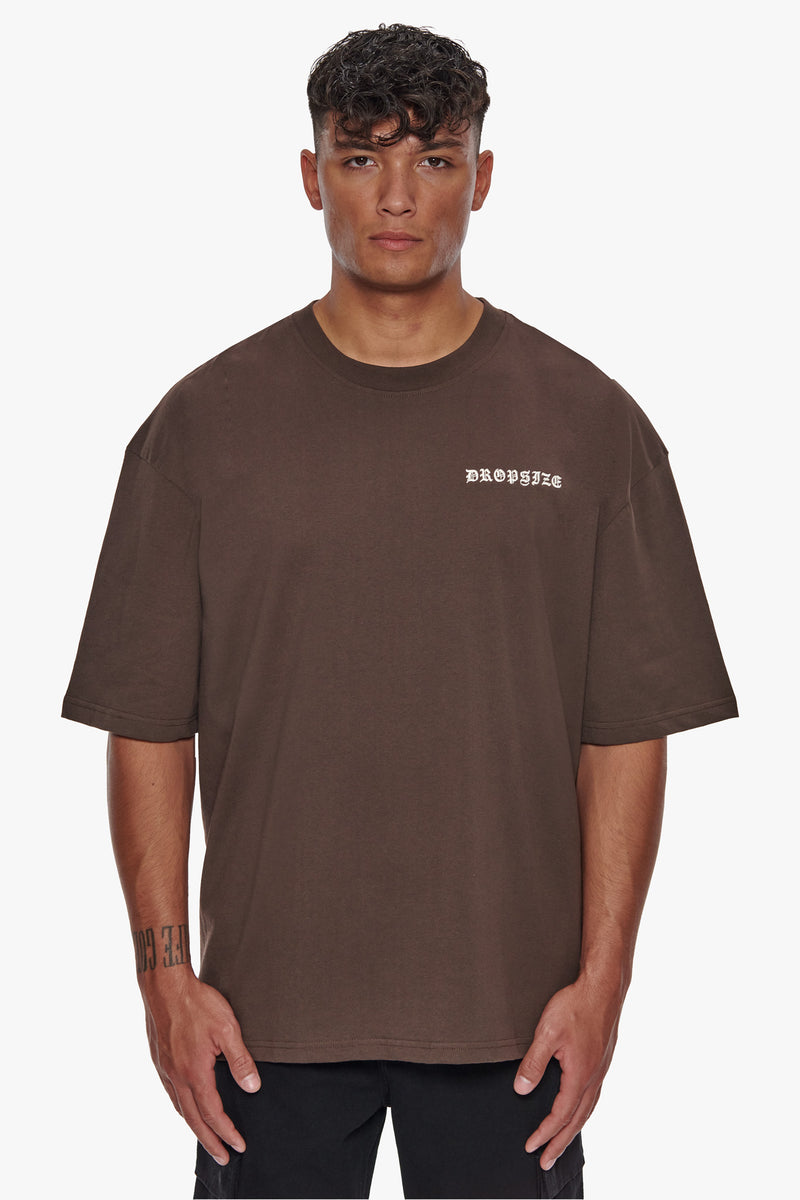 HEAVY OVERSIZE CRIME T-SHIRT CHOCOLATE BROWN