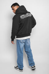 HEAVY OVERSIZE ''OPEN CASTING'' HOODIE  WASHED BLACK