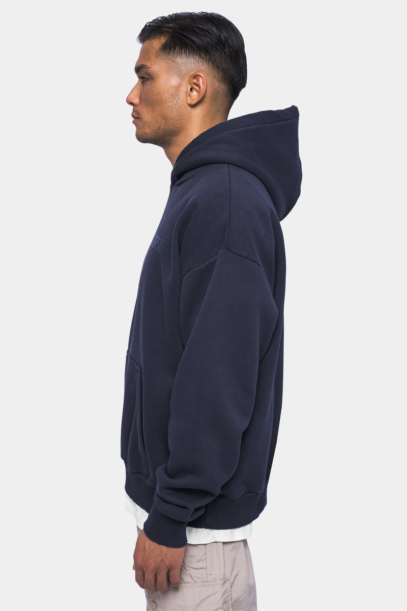 HEAVY OVERSIZE HD PRINT HOODIE WASHED NAVY