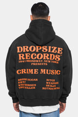 HEAVY OVERSIZE ''RECORDS'' HOODIE WASHED BLACK