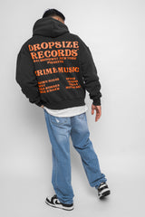 HEAVY OVERSIZE ''RECORDS'' HOODIE WASHED BLACK