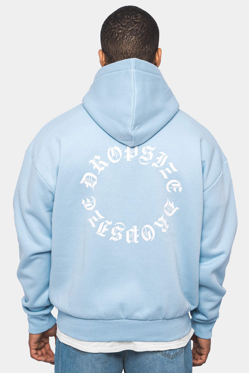 HEAVY OVERSIZE CIRCLE HOODIE BABY BLUE