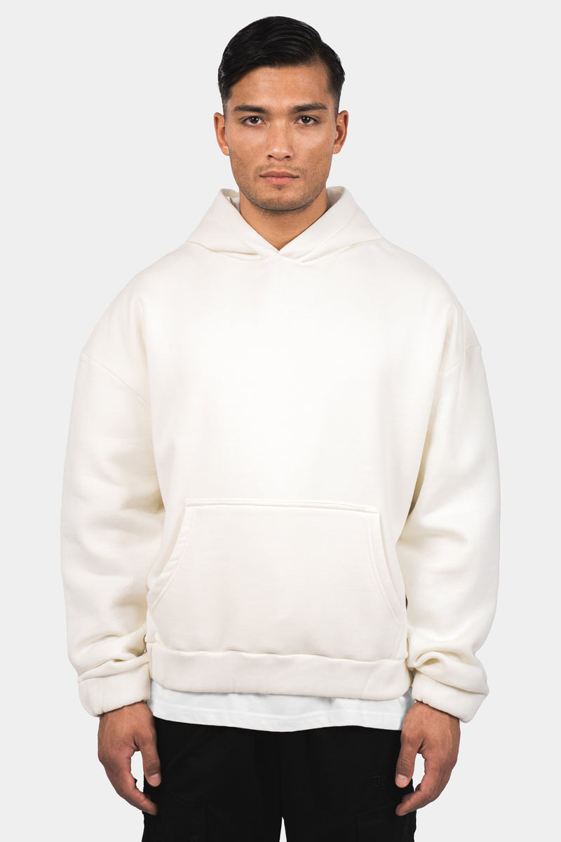 HEAVY OVERSIZE RUBBER PATCH HOODIE CREAM WHITE