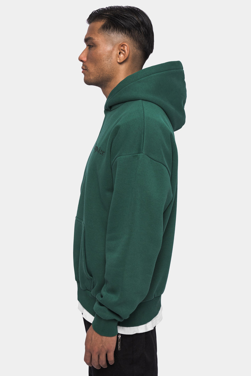 HEAVY OVERSIZE EMBO HOODIE WASHED GREEN