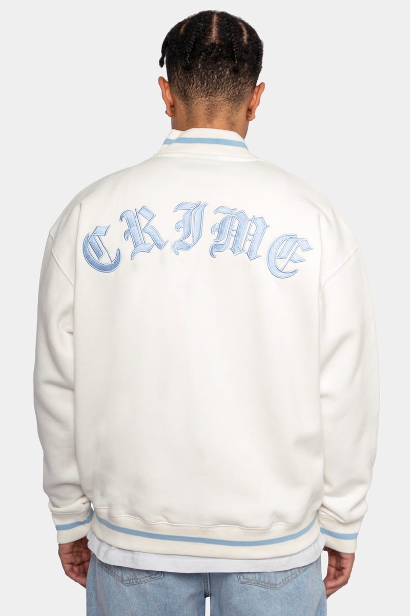 HEAVY CRIME COLLEGE JACKET BABY BLUE WHITE